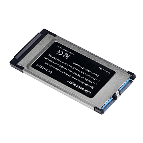 tinxi® USB 3.0 Super Speed PCMCIA Express Card Karte 34mm (mit 2 Ports, Win 7 / 8 / 10 kompatibel) USB3.0 Adapter mit bis zu 5 Gbps Übertragungsrate für Notebook Laptop USB Hub intern - 5