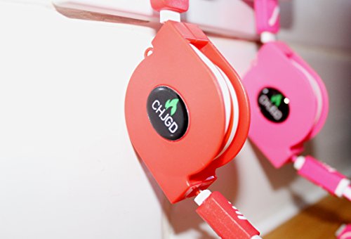 Multi Ladekabel Premium ausziehbar leicht kämmbar sind 4 in 1 chjgd Universal USB-Ladegerät Kabel Adapter eingangsanschluss kompatibel mit Apple und Android Geräte Jahr Garantie (rot) - 6