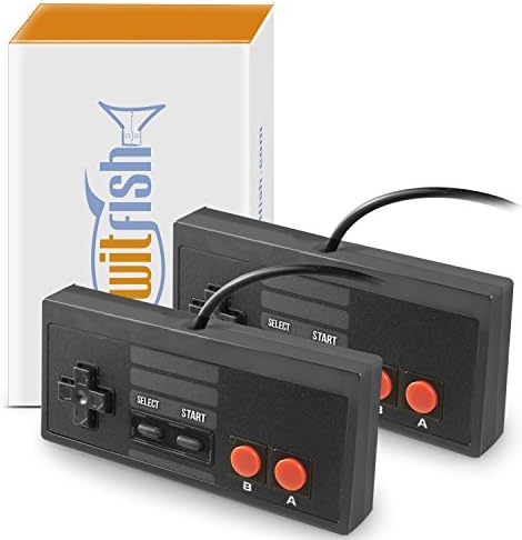 Nintendo Classic Mini Controller - TwitFish Retro GamePad Twin Pack, Includes 2 x 'Boss Black' Classic Wired (1.8M / 6FT) Game Controllers for use with NES Classic Edition 2016