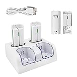 Wii Controller Remote Ladegert,Ladestation fr WII Fernbedienung mit Akku Nintendo Spiele Docking Station Wii LED Charger 4 Wiederaufladbaren Akkus (Original Wii Controller Nicht Enthalten) MEHRWEG - 