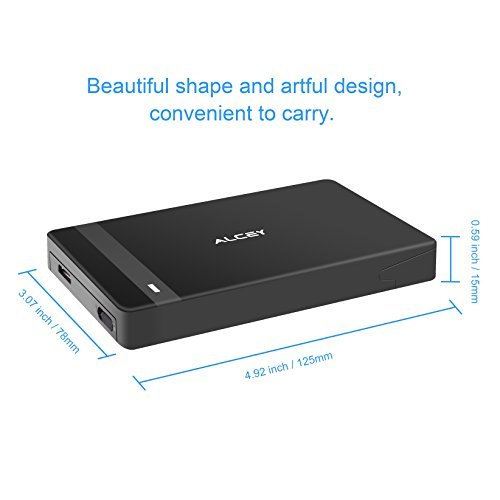 Stoßfestes Alcey 2.5 Zoll USB 3.0 High Speed HDD SSD Festplattenlaufwerk externes Gehäuse, mit stoßfestem Silikonfänger , Unterstützt UASP SATA III, einfache Installation ohne Software - 6