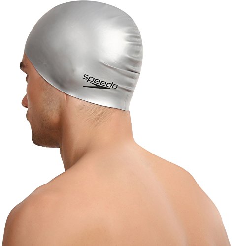 Speedo Palin Silicone - Gorro de nataci  n para hombre  tama  o   nico  color plateado