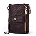 Produktbild RFID Anti-Diebstahl-Bürste Geldbörse Leder Multifunktions Schnalle Reißverschluss Retro Crazy Horse Leder Herren Tasche lässig Geldbörse (Coffee color, 15×10 × 5 cm)