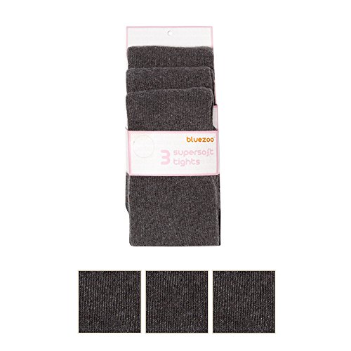 Bluezoo Kids Girl's Pack Of Three Grey Supersoft Tights Age 11-12