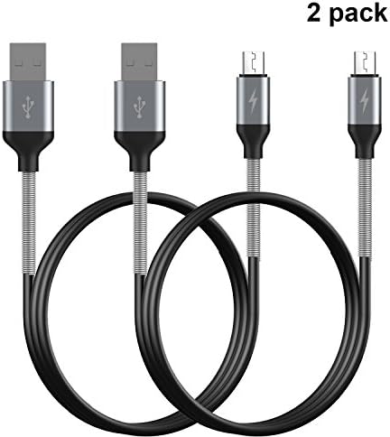 Micro USB Cable,Yaletu 2Pack 3.3FT Steel Spring High Speed USB 2.0 to Micro USB Charging Data Cables for Android Device and Others -Black