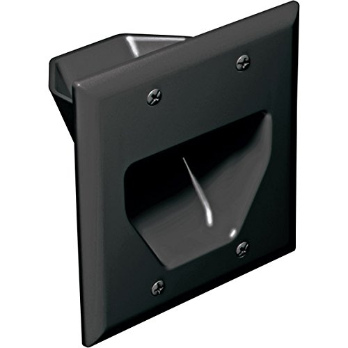 DataComm Electronics 45-0002-BK 2-Gang Recessed Low Voltage Cable Plate - Black