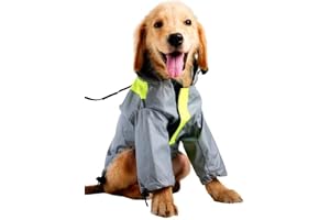 Barks & Wags Raincoats for Dogs Waterproof Polyester Dog Raincoat Lightweight, Windproof & Hooded Jacket for Pets (Neon Grey, XXL)