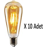 Şahnet 4W Dim Rustik Led Ampul Sarı Işık Armut Edison Ampul 10 Adet
