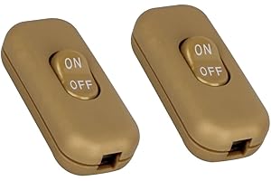 Helunsi Inline Switch 2 Pcs, Lamp Cord Button Torpedo Switch, Light Brown Rated 6A 250V ON OFF Electrical Wire Appliance Rocker Switches, Repair Replacement Control Power Cable Plug Desk Table Light