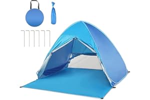 YINGJEE Pop Up Beach Tent, Foldable and Portable Beach Tent with Sun Protection Anti UV SPF 50+, for 2-4 People Family Baby Children, Pop-up Beach Tent for for Family Camping, Fishing, Picnic, Beach