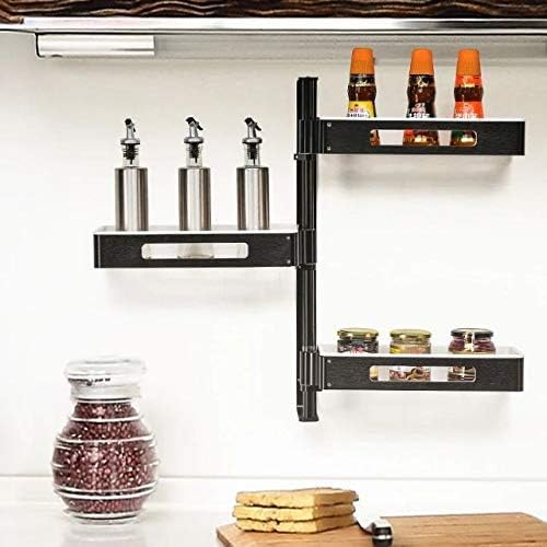 MY HEART ® Plastic 3 Tier Multi Function Aluminium Hanging Shelves Rotating Kitchen Spice 180 Degree Rugged & Durable Design Perforated Hanging Wall Shelves (Multicolor, 44.5, 59.4, 14cm)