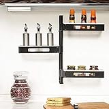 MY HEART ® Plastic 3 Tier Multi Function Aluminium Hanging Shelves Rotating Kitchen Spice 180 Degree Rugged & Durable Design Perforated Hanging Wall Shelves (Multicolor, 44.5, 59.4, 14cm)