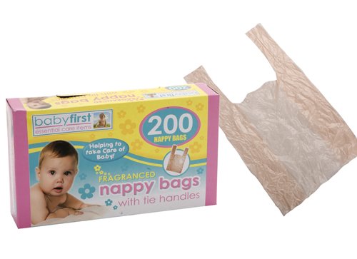 600 Disposable Baby Fragranced Nappy Bags with Tie handles