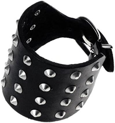 Wide studded bracelet with 28 cone studs, 4 rows