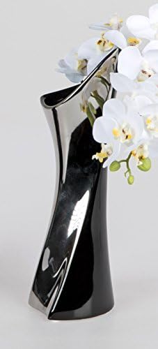 Beautiful Decorative Flower Vase Table Vase Ceramic Height 28 cm Black/Silver
