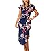 Produktbild Sommerkleider Damen Sunday Frauen Sommer Boho Röcke Lange Abendkleid Strandkleid Sundress Blumenkurzschluß Partei Abend Langes Kleid (L, Blau-3)