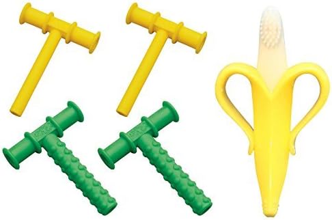 Chewy Tubes Teether, 4 Pack - Yellow/Green with Banana Brush Infant Teething ...