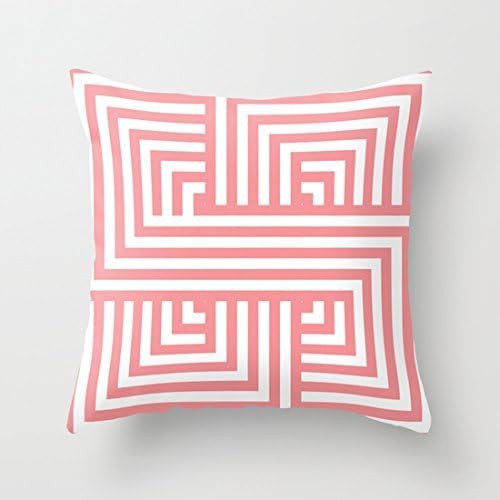 18" x 18" Coral Nautical Stripes Decorative Throw Pillow Case Cushion Cover