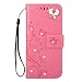 Produktbild Sweau Galaxy J7 2018 Handyhülle, Ultra Dünn PU Leder Flip Cover Wallet Schutzhülle mit Strass Butterfly Muster Innere Silikon TPU Hülle mit Lanyard Strap Lederhülle für Samsung Galaxy J7 2018