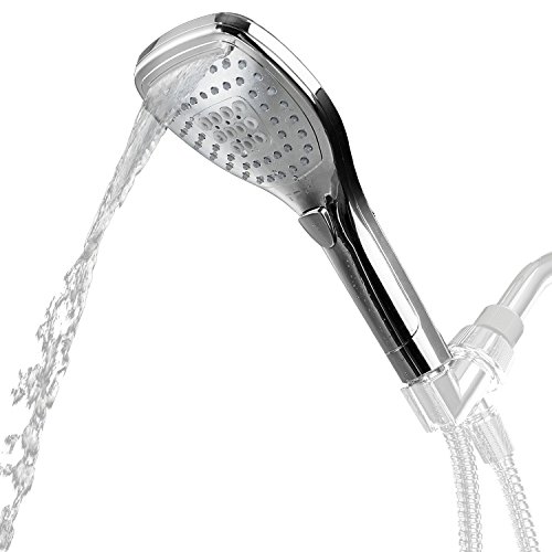 DSIKER® wasserspar Duschkopf, 3 verschiedenen Strahlfunktionen,Push-Control-Flow Control-Taste für einfache Einhandbedienung (Oval-Platz) Wellnessbrause, Brausekopf, Brause, showerhead,Rainshower Regendusche Duschbrause Handbrause,3 Strahlarten,chrom - 3