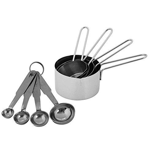 Kosma Set aus 8Pc Messset Edelstahl | Kochen Backen Messen Löffel Kits | (4Pc Measuring Cup Set mit kostenlosem 4Pc Messlöffel Set) - 3