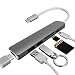 Produktbild PYXZQW Nabe USB C-Hub C-Adapter HDMI-Adapter mit 4K HDMI 2 USB 3.0-Anschluss SD TF-Kartenleser für MacBook Chromebook und USB C Laptop,Gray