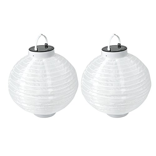 Cogex 403726 Set 2 Lampions Solar Glas/Polyester Weiß