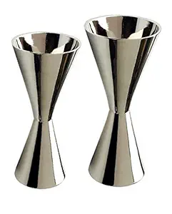 Akanksha Arts Silver Plating in Chrome Finish Brass Pair of Peg Measure, 20, 30, 40, 60 ml