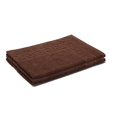 2er Packung Duschvorleger Badvorleger Badematte 50 x 70 cm 100% Baumwolle 700 g/m² , Farbe: Schokobraun - 2