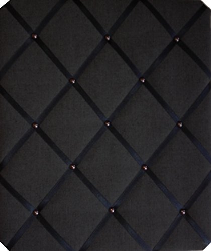 Pinnwand, Groß 40 x 48 cm schwarz Leinen Bronze Ohrstecker mit Criss Cross Bänder, Memo Board, Bulletin Boards, Nachricht Boards