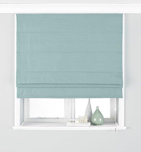 PLAIN WOVEN DUCK EGG BLUE BLACKOUT LINED 24" X 54" - 61CM X 137CM ROMAN BLIND