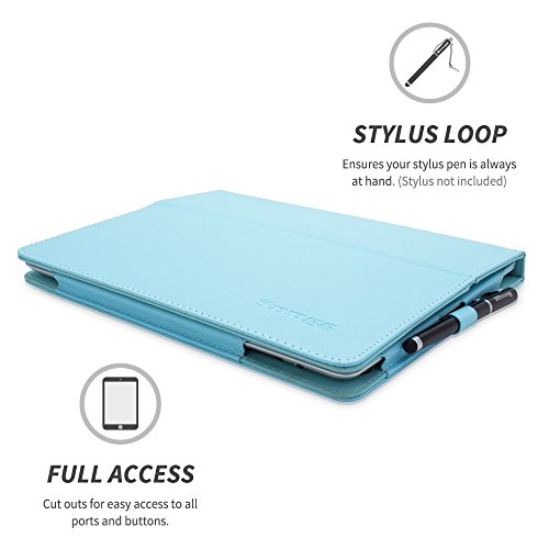 Snugg iPad Hülle – Smart Cover mit Aufsteller, elastischer Handschlaufe, Stylus-Halterung und Premium Nubuck Innenfutter Blau babyblau iPad 3 & 4 Executive - 3