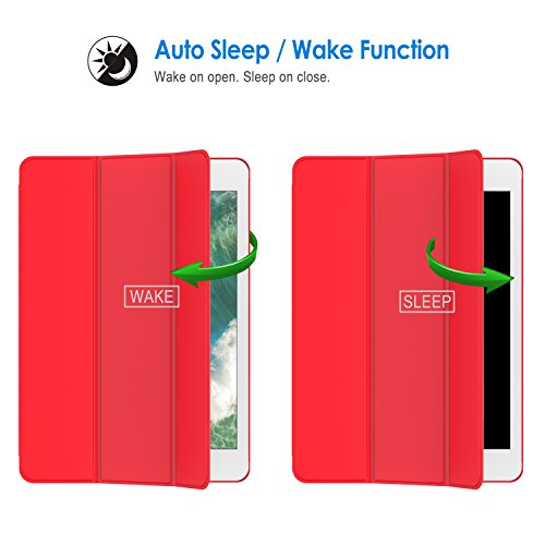 JETech iPad Air Slim-Fit Smart Case Hülle Schutzhülle Tasche mit Ständer Funktion und Auto-Einschlaf/Aufwach für Apple iPad 5 (Rot) - 4