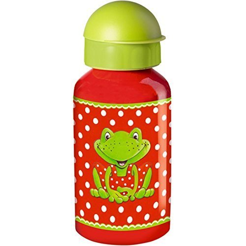 Preisvergleich Produktbild Trinkflasche * Frosch * für Schule und Kindergarten von Spiegelburg / Flasche mit und Ohne Namensdruck / aus Aluminium / Mädchen Kinder süß Sommer (Ohne Name)