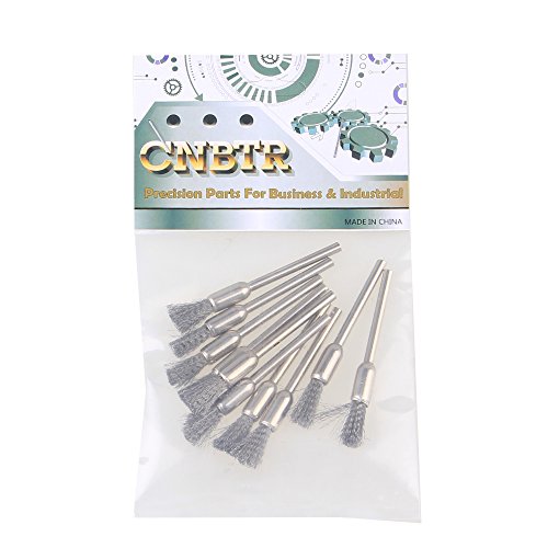 cnbtr 6MM Silber Edelstahl Pen Form End Pinsel Drahtbürste-Bohrer Ende Schaft 10 Stück, Silber - 6