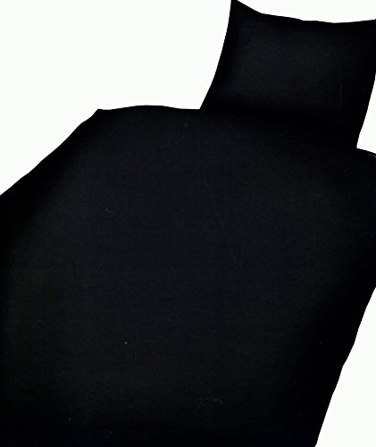 2 tlg. Bettwäsche Microfaser 135x200 cm Uni einfarbig Schwarz Garnitur Bezug Set