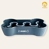 inooko - Gamelle Anti-glouton pour Chien de Petite et de Moyenne Taille, en Forme d'Os, Antidérapante, Grise