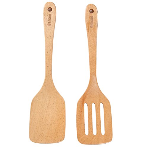 Title: Garcoo Wooden Multi-purpose Spatulas Set, Non Stick Beech Wood Turner / Flipper, Cooking Utensils, Pack of 2, Eco-friendly and Dishwasher Safe Garcoo Hölzern Mehrzweck Teigschaber Set, Non Stick Buchenholz Pfannenwander / Pfannenwender, Kochutensilien, 2-er Pack, Umweltfreundlich und Spülmaschinenfest