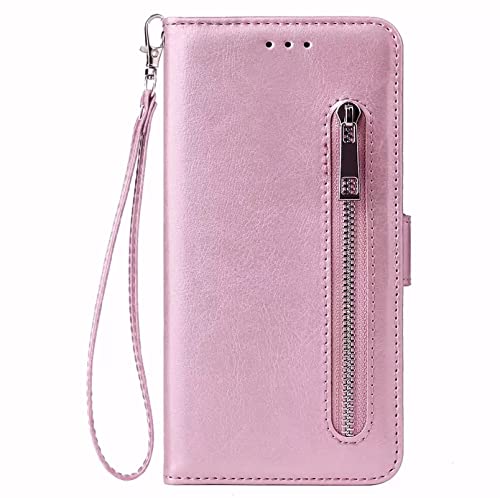 TELETEL Zipper Series Flip Mobile Cover Pu Leather | Card & Cash Pockets | Magnetic Loop | Front Zip Lock Wallet Case (Pink) for Realme 8 5G & Realme Narzo 30 5G