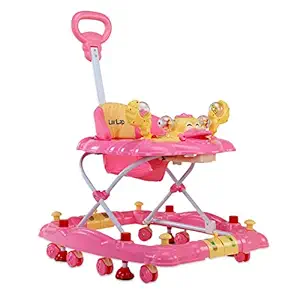 LuvLap Comfy Baby Walker & Rocker, Height Adjustable with Light & Musical Toys, 6m+ (Pink)