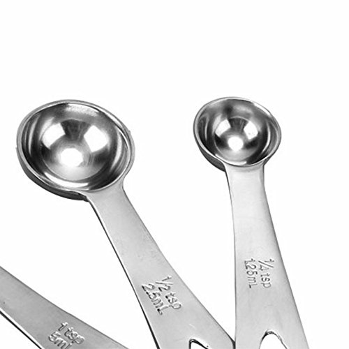 5Pcs Edelstahl Messlöffel-Sets Messbecher für Küche Kochen Backen - 5