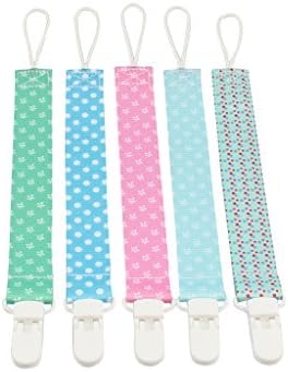 Lamavido Baby Dummy Clip Pacifier Holder Strap - 4 Pack - Safe&amp;Care Soother Chain Unisex Pacifier Clip for Boys and Girls - Perfect Baby Gift