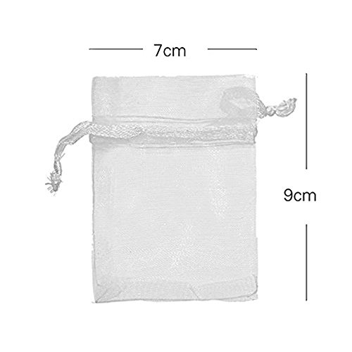 ilauke 100x Organzabeutel Schmuckbeutel Organzasäckchen Geschenk Organza Hochzeit Säckchen Fest Party Beutel 7 X 9cm (100x weiß) - 4