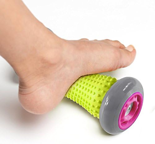 Foot Massage Roller - Muscle Roller Stick - Wrists and Forearms Exercise Roller for Plantar Fasciitis(Grey)+Massage Ball (Red)