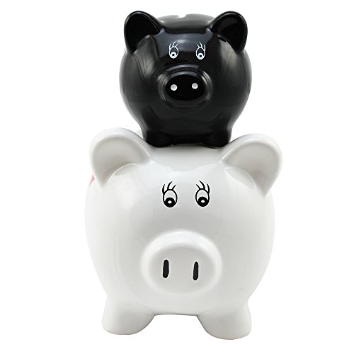 COM-FOUR® Doppel-Sparschwein „Mr. & Mrs.“ aus Keramik, ca. 14 x 20 cm - 3