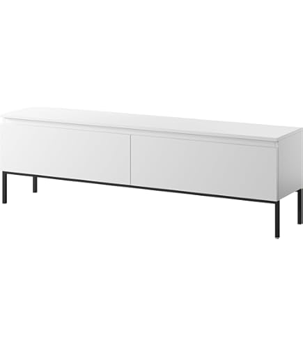 Meuble TV 190cm Avec Cheminée électrique - Blanc Brillant - Buffet Salon Design Moderne Avec éclairage