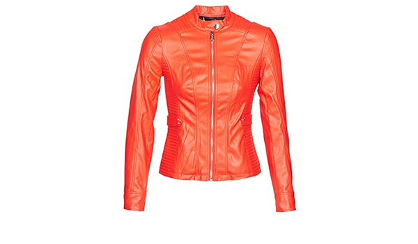 guess leather jacket red