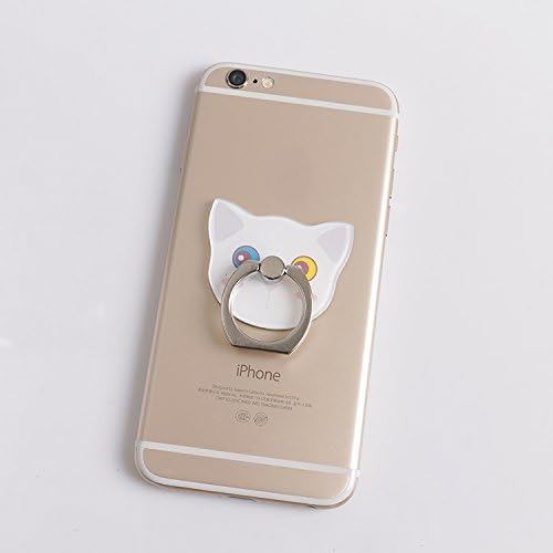 zhuzhij 360 degree rotation Multi-function Cell Phone Holder Pop cellular phone bracket Socket Universal Expanding Stand Grip hands Finger ring Mount for Smartphones and Tablets - white cat