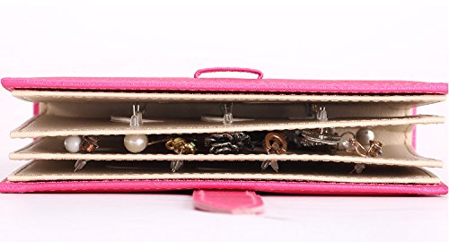 Anokay Schmuckbox Edel Schmuckhalter Aufhängen Ohrringhalter Ständer Schmuckständer Ohrhänger Modern schmuckkasten PINK Schmuckaufbewahrung Kästchen Leder - 3