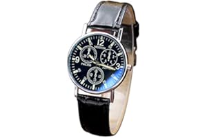 QiKun-Home Moda Uomo Orologio da Polso in Acciaio Inossidabile Cinturino per Orologio Bracciale Rotondo in Pelle Orologi da Uomo Orologio al Quarzo Orologio al Quarzo Nero Nero